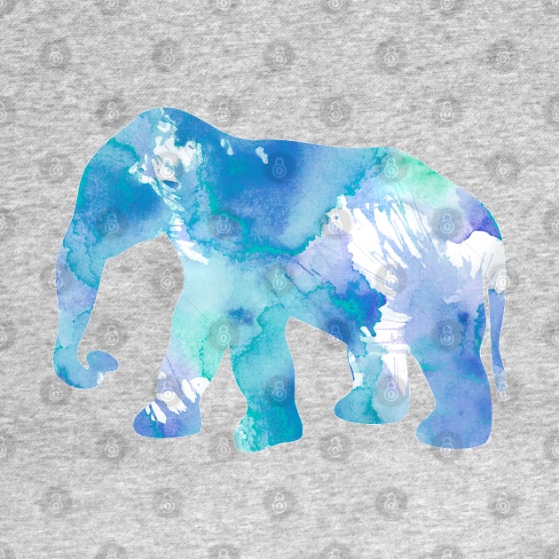 Light Blue Elephant Watercolor Painting by Miao Miao Design